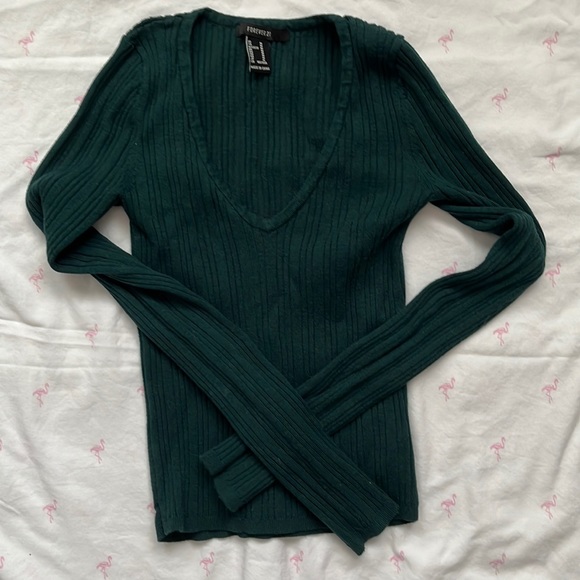 Green V-Neck Shirt - Picture 1 of 2